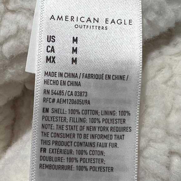 NWT AMERICAN EAGLE Denim Jacket Sz MEDIUM Sherpa Lined #872547 - Picture 4 of 4
